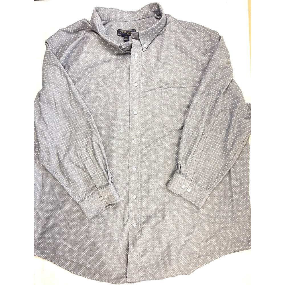 KS Signature mens shirt 20 35/36 Big gray white dots Classic Designer
